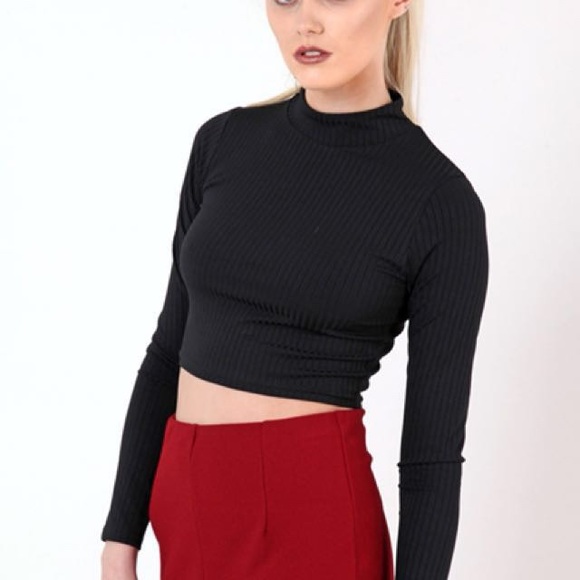 ribbed mock turtleneck top